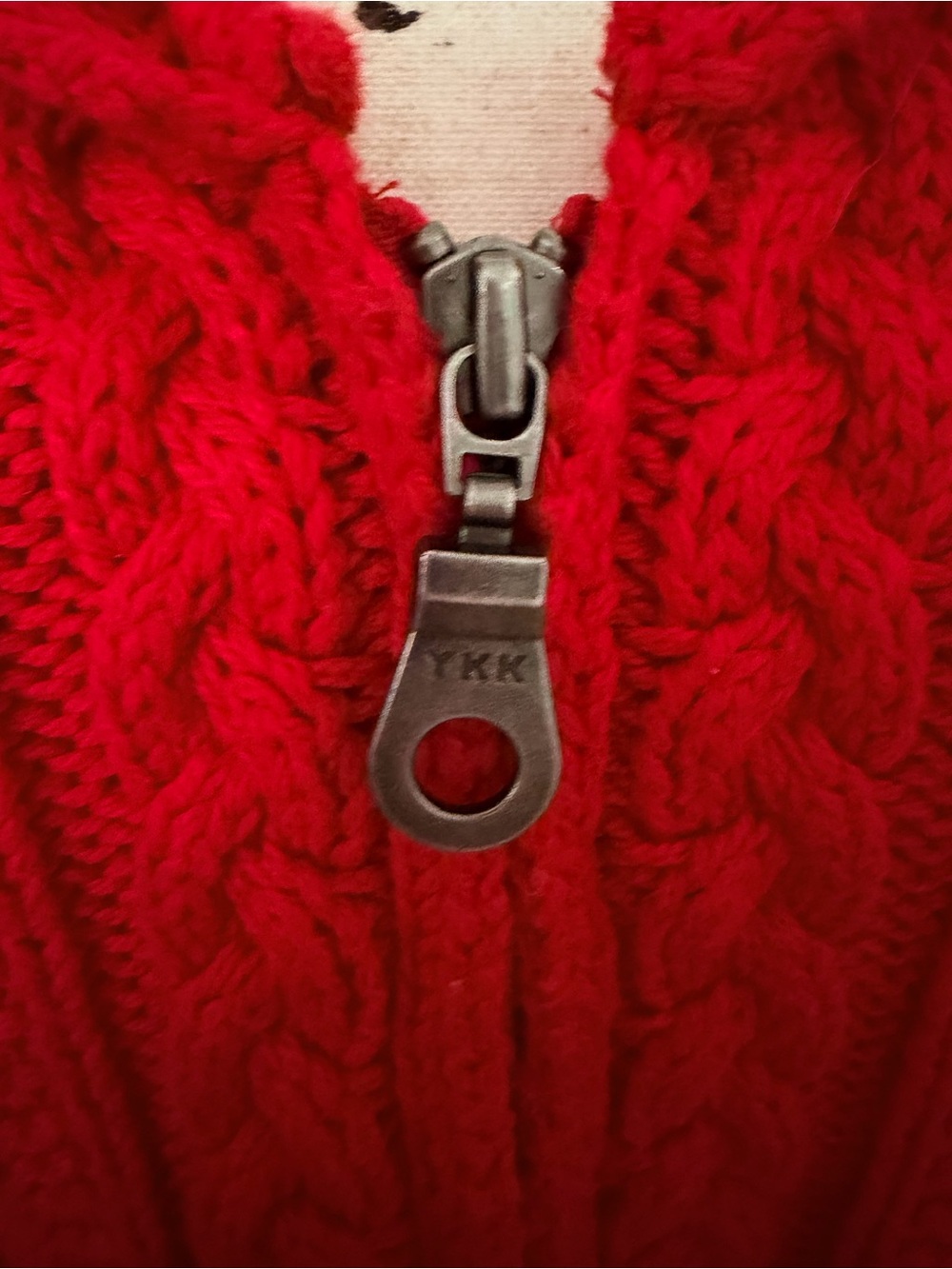 Christopher & Banks XL Red Cable Knit Full Zip Cotton Cardigan Sweater Fisherman - Picture 3 of 9
